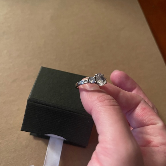 3 Stone Cubic Zirconia half halo ring, from Layered Charm, size 5, very sparkly - Picture 4 of 5